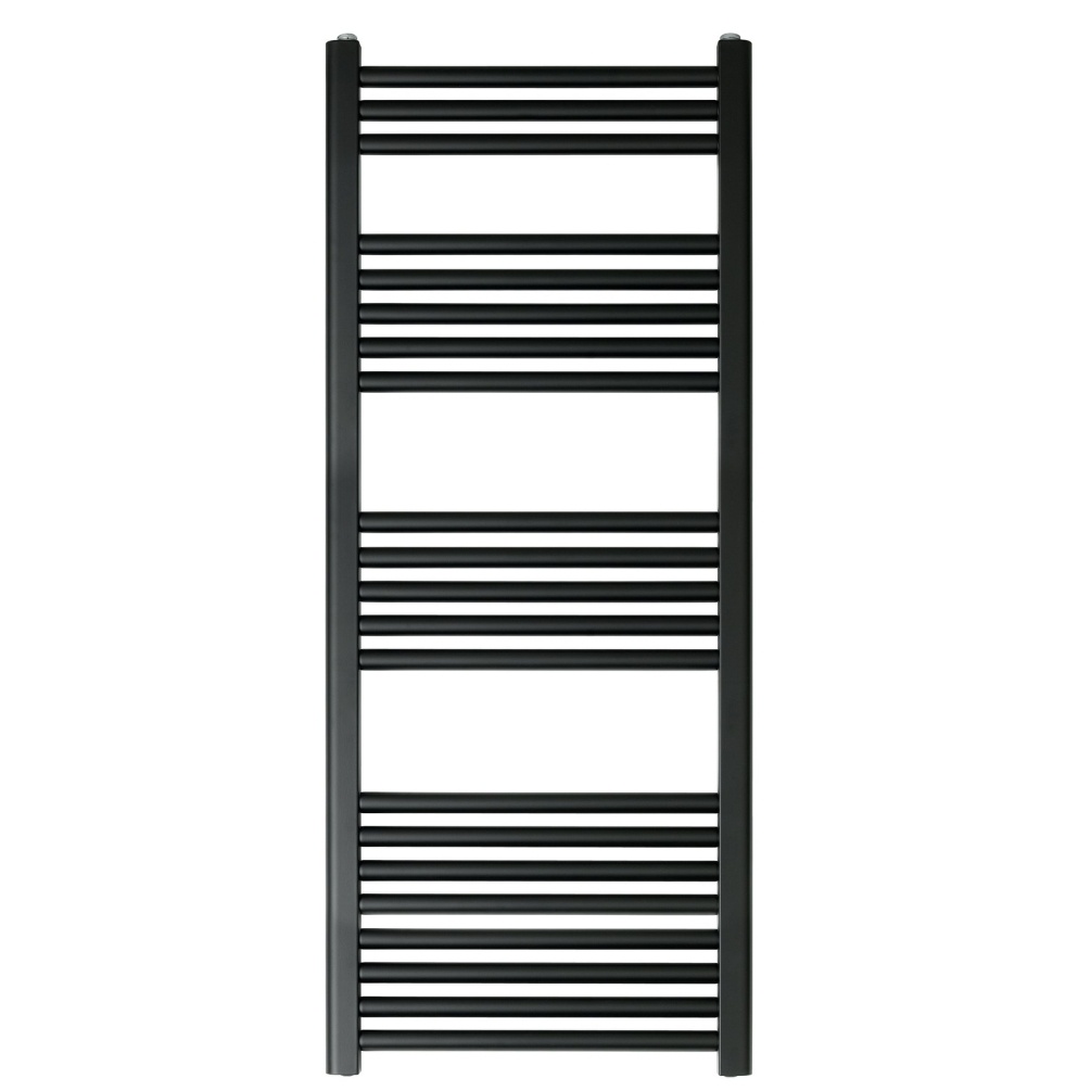 JTP Vos Matt Black 1200mm x 500mm Heated Towel Radiator Cut Out